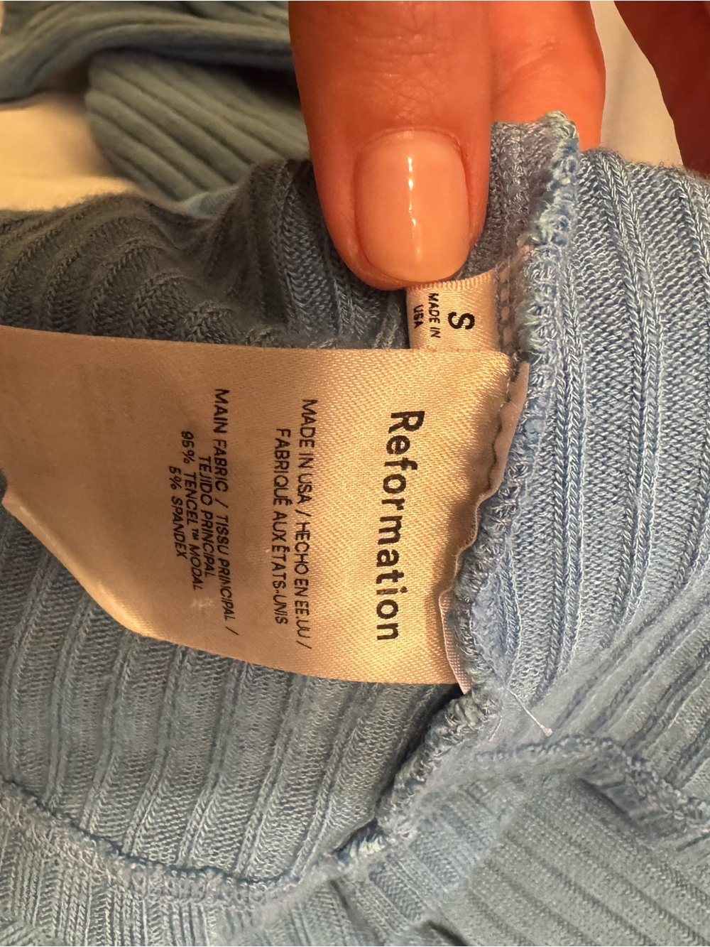 Reformation Light Blue Ribbed V-Neck Button Front Top - Picture 8 of 9